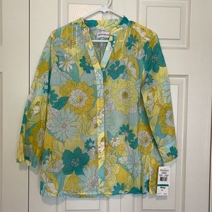 Alfred Dunner Floral cotton Blouse NWT